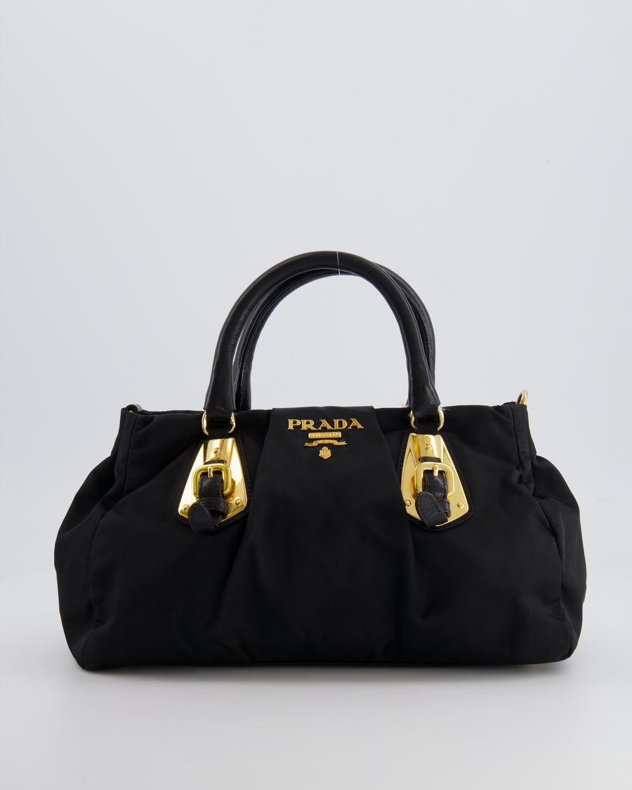 Prada Black Nylon Small Crossbody Bag with Gold Hardware