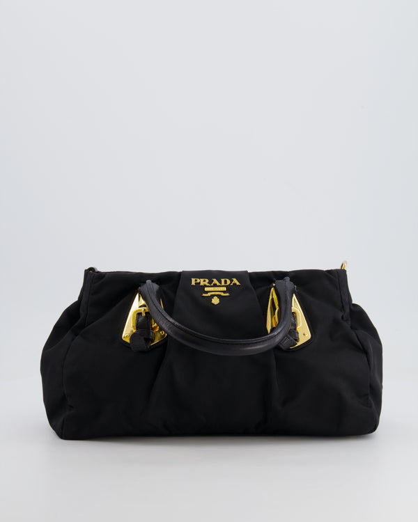 Prada Black Nylon Small Crossbody Bag with Gold Hardware