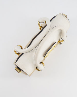 Miu Miu Metallic Gold and White Leather Small Crossbody Bag with Gold Hardware
