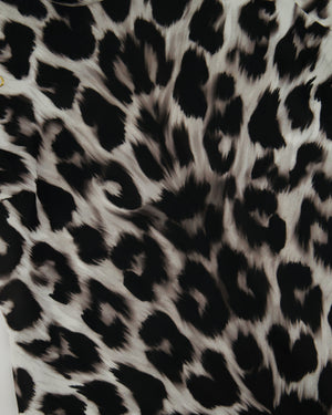 Versus Versace Black, White Leopard Print Dress with Gold Pin Detail Size IT 38 (UK 6)