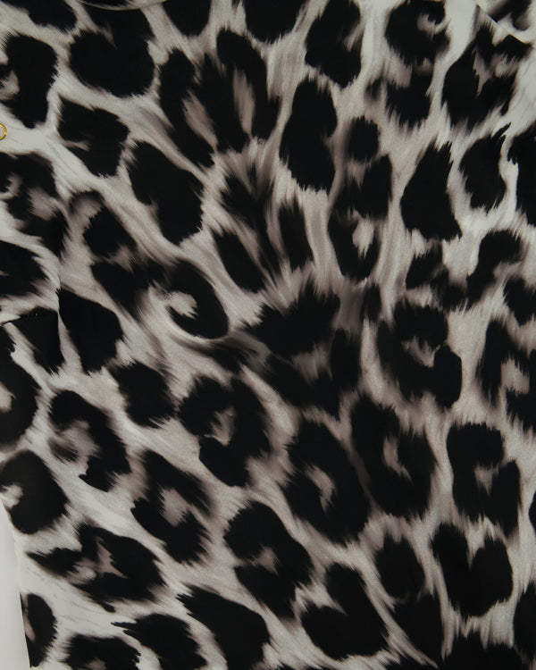 Versus Versace Black, White Leopard Print Dress with Gold Pin Detail Size IT 38 (UK 6)
