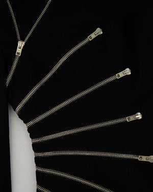 Alexander Wang Black Long-Sleeve Mini Dress with Silver Zip Detail Size US 0 (UK 4)