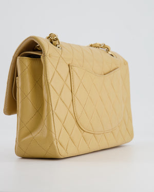 Chanel Beige Vintage Classic Medium Double Flap Bag in Lambskin Leather with 24K Gold Hardware