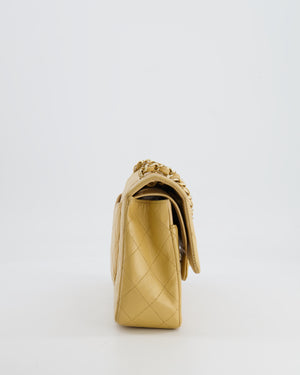 Chanel Beige Vintage Classic Medium Double Flap Bag in Lambskin Leather with 24K Gold Hardware
