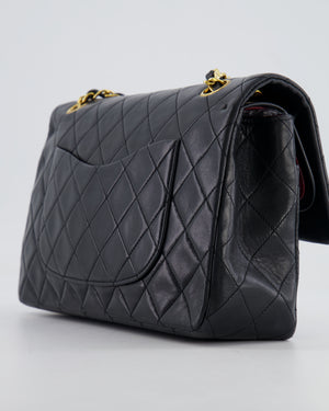 Chanel Black Vintage Classic Medium Double Flap Bag in Lambskin Leather with 24K Gold Hardware