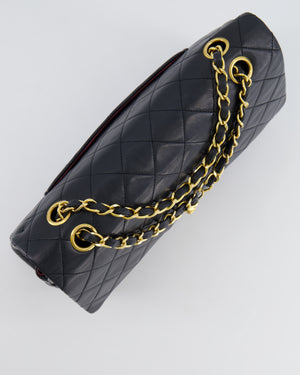 Chanel Black Vintage Classic Medium Double Flap Bag in Lambskin Leather with 24K Gold Hardware
