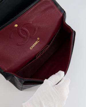 Chanel Black Vintage Classic Medium Double Flap Bag in Lambskin Leather with 24K Gold Hardware