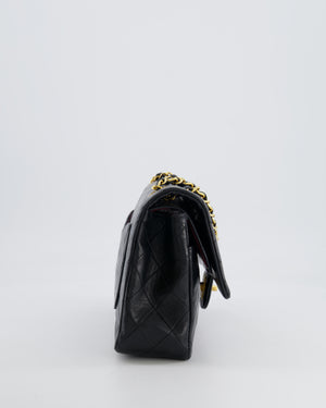 Chanel Black Vintage Classic Medium Double Flap Bag in Lambskin Leather with 24K Gold Hardware