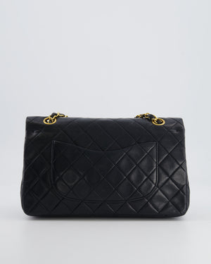 Chanel Black Vintage Classic Medium Double Flap Bag in Lambskin Leather with 24K Gold Hardware