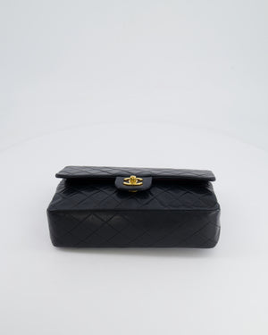 Chanel Black Vintage Classic Medium Double Flap Bag in Lambskin Leather with 24K Gold Hardware