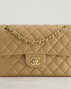 *HOT & RARE* Chanel Caramel Small Classic Double Flap Bag in Caviar Leather with Champagne Gold Hardware