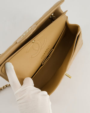 *HOT & RARE* Chanel Caramel Small Classic Double Flap Bag in Caviar Leather with Champagne Gold Hardware