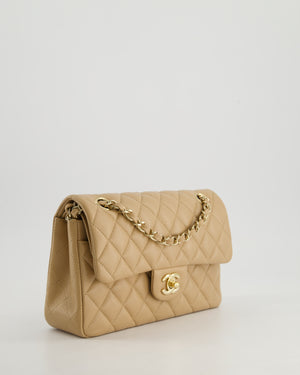 *HOT & RARE* Chanel Caramel Small Classic Double Flap Bag in Caviar Leather with Champagne Gold Hardware