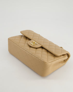 *HOT & RARE* Chanel Caramel Small Classic Double Flap Bag in Caviar Leather with Champagne Gold Hardware