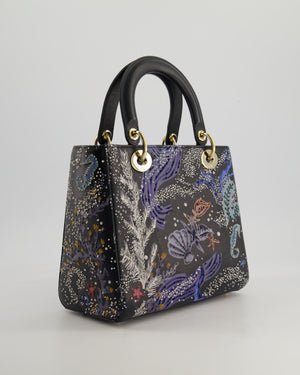 *RARE* Christian Dior Limited Edition 2019 Water Element Medium Lady Dior Bag with Champagne Gold Hardware