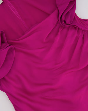 Valentino Hot Pink Silk Sleeveless Maxi Dress with Ruffle Details Size US 10 (UK 14)