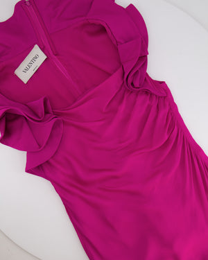 Valentino Hot Pink Silk Sleeveless Maxi Dress with Ruffle Details Size US 10 (UK 14)