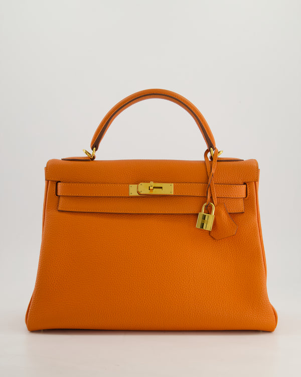 Hermès HSS Kelly Bag 28cm Retourne in Orange Togo Leather with Gold Hardware