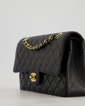 *HOT* Chanel Black Medium Classic Double Flap Bag in Caviar Leather with Gold Hardware