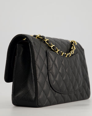 *HOT* Chanel Black Medium Classic Double Flap Bag in Caviar Leather with Gold Hardware
