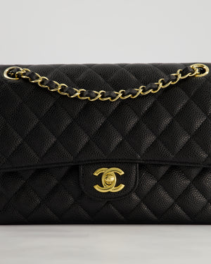 *HOT* Chanel Black Medium Classic Double Flap Bag in Caviar Leather with Gold Hardware