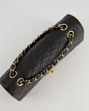 *HOT* Chanel Black Medium Classic Double Flap Bag in Caviar Leather with Gold Hardware