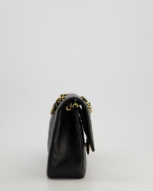 *HOT* Chanel Black Medium Classic Double Flap Bag in Caviar Leather with Gold Hardware