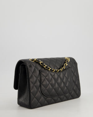 *HOT* Chanel Black Medium Classic Double Flap Bag in Caviar Leather with Gold Hardware