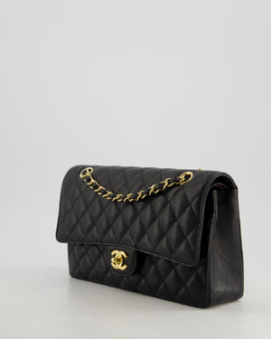 *HOT* Chanel Black Medium Classic Double Flap Bag in Caviar Leather with Gold Hardware