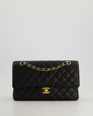 *HOT* Chanel Black Medium Classic Double Flap Bag in Caviar Leather with Gold Hardware