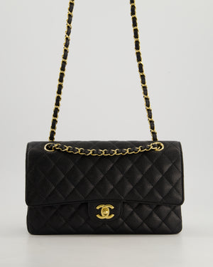*HOT* Chanel Black Medium Classic Double Flap Bag in Caviar Leather with Gold Hardware