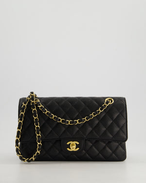 *HOT* Chanel Black Medium Classic Double Flap Bag in Caviar Leather with Gold Hardware
