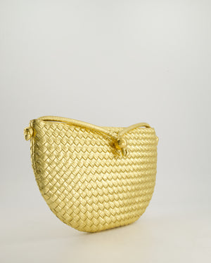 Bottega Veneta Metallic Gold Intrecciato Leather Clutch Bag with Gold Hardware