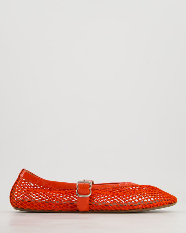 Alaïa Red Mesh and Patent Leather Ballet Flats Size EU 39 RRP £690