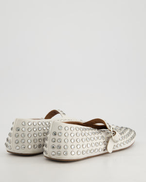 Alaïa White Leather Crystal Embellished Ballet Flats Size EU 39.5 RRP £920