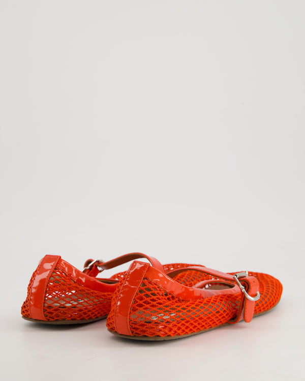 Alaïa Red Mesh and Patent Leather Ballet Flats Size EU 39 RRP £690
