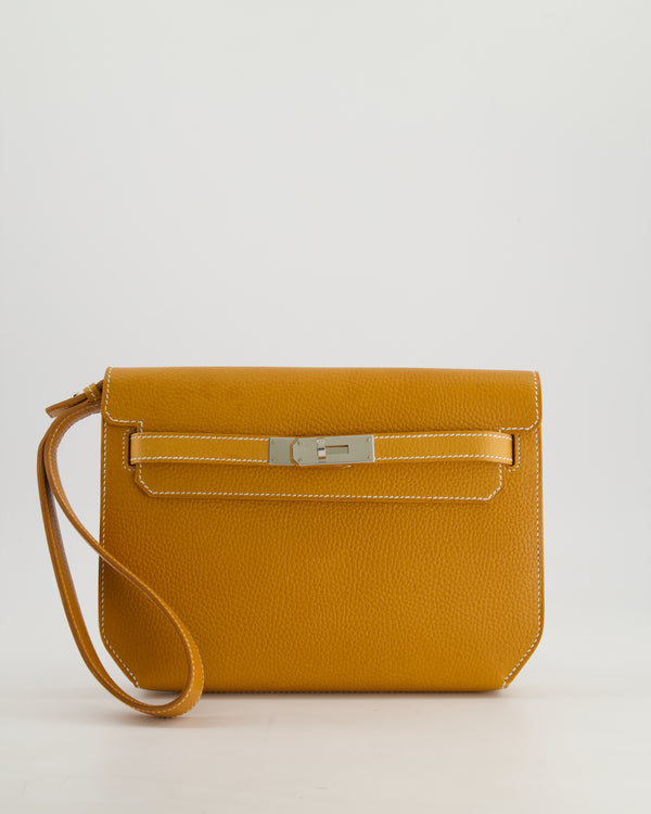 *FIRE PRICE* Hermès Kelly Depeches Pouch 25cm Bag in Vache Naturelle Grainee Leather with Palladium Hardware