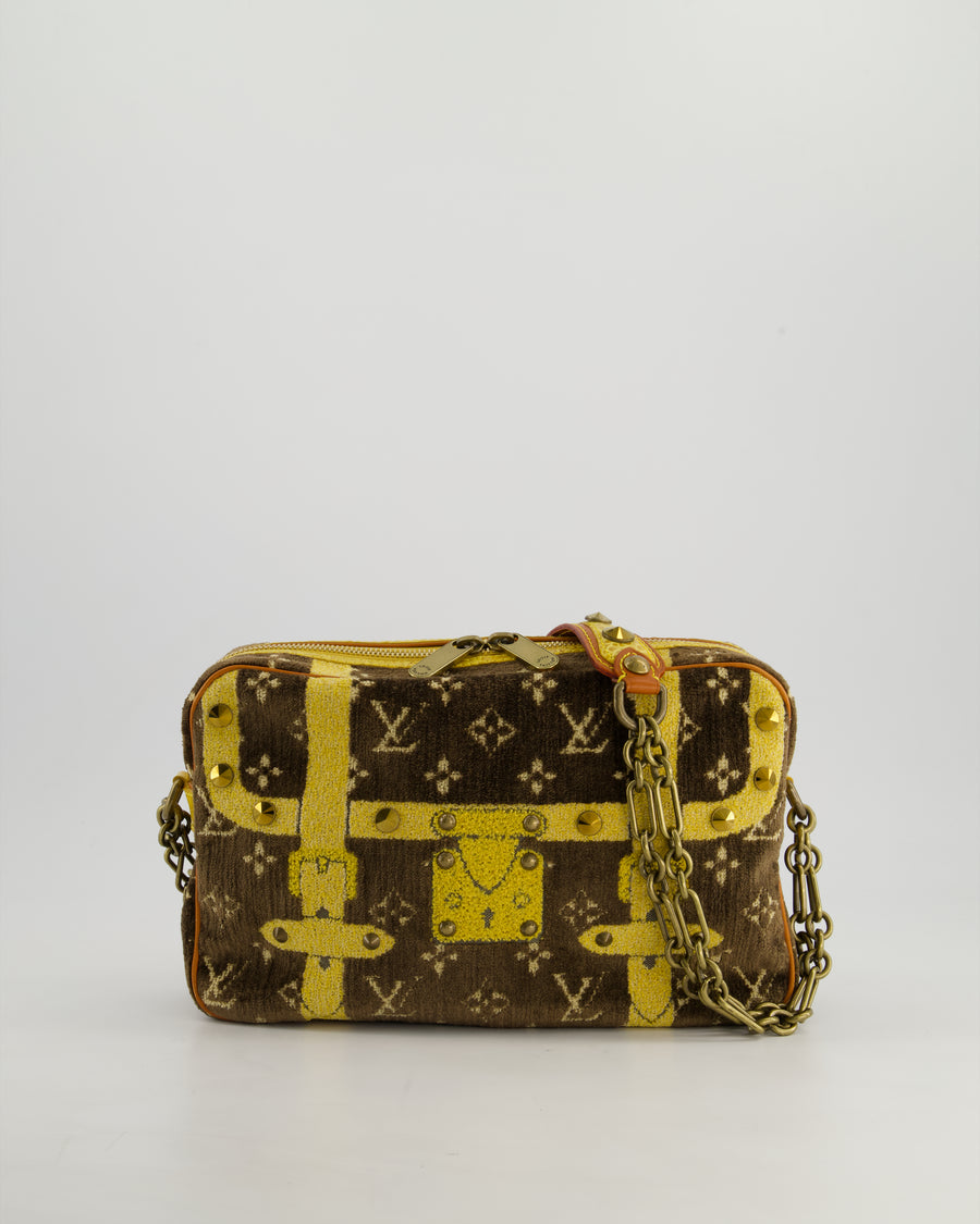 Louis Vuitton Trompe L'Oeil Trocadero Velvet Monogram Shoulder Bag with Croc Leather Trim and Antique Gold Hardware