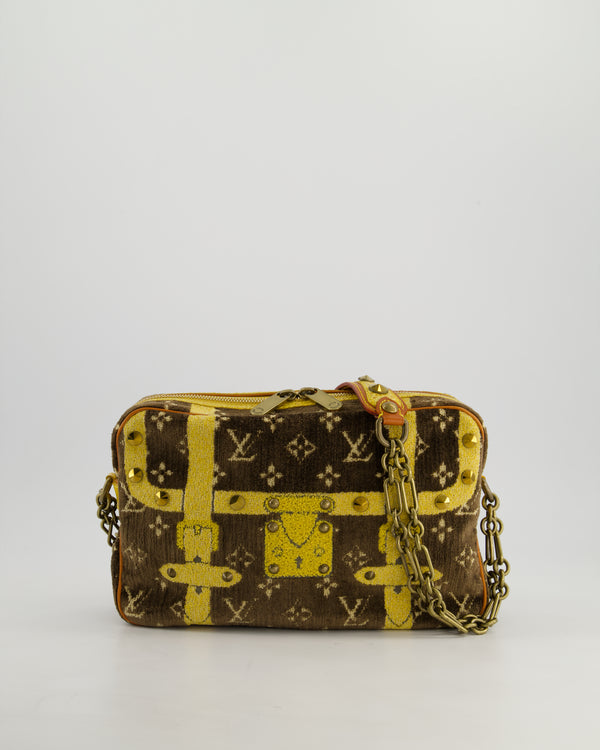 Louis Vuitton Trompe L'Oeil Trocadero Velvet Monogram Shoulder Bag with Croc Leather Trim and Antique Gold Hardware