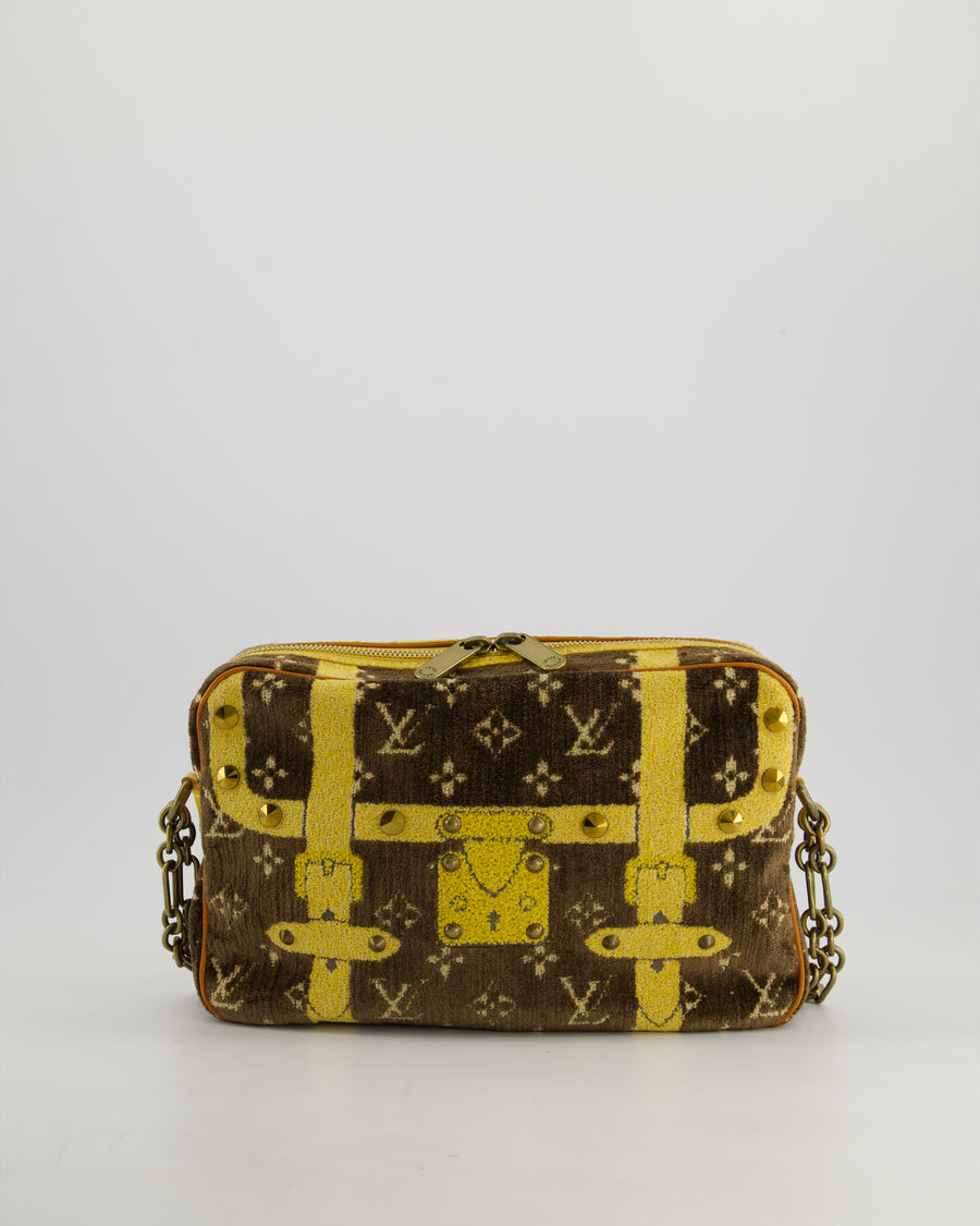 Louis Vuitton Trompe L'Oeil Trocadero Velvet Monogram Shoulder Bag with Croc Leather Trim and Antique Gold Hardware