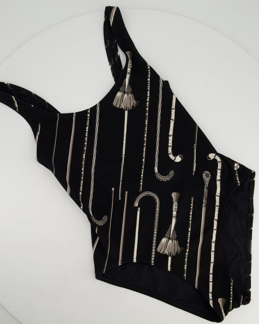 Hermès Black Cannes Et Canne One-Piece Swim Suit Size FR 36 (UK 8)