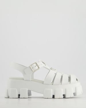 Prada White Rubber Platform Monolith Sandals Size EU 37 RRP £650