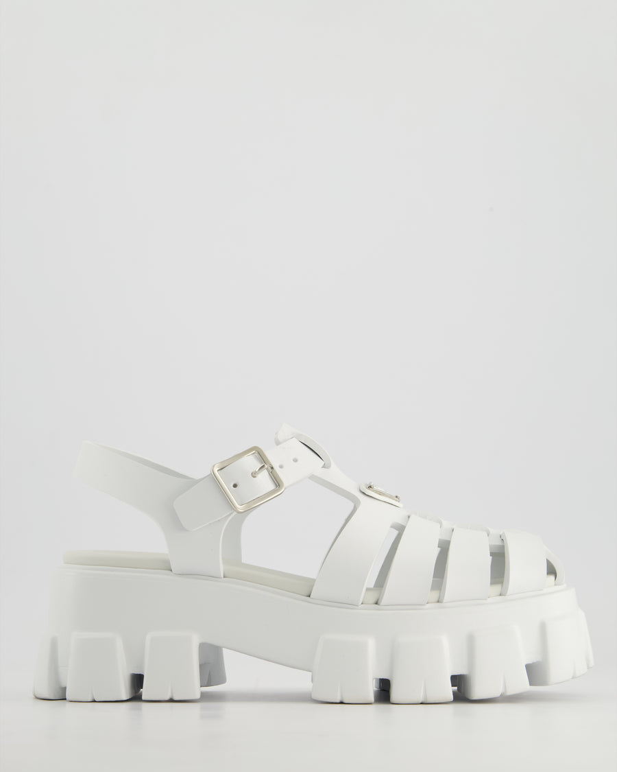 Prada White Rubber Platform Monolith Sandals Size EU 37 RRP £650