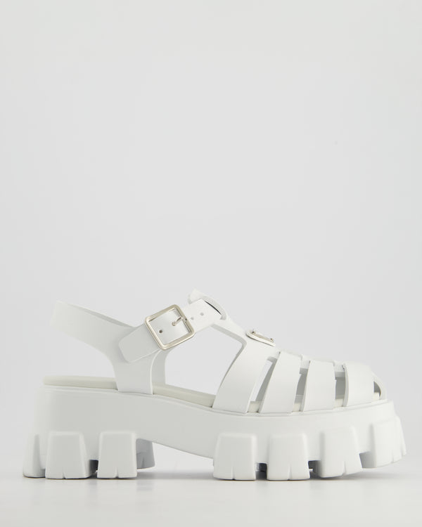 Prada White Rubber Platform Monolith Sandals Size EU 37 RRP £650
