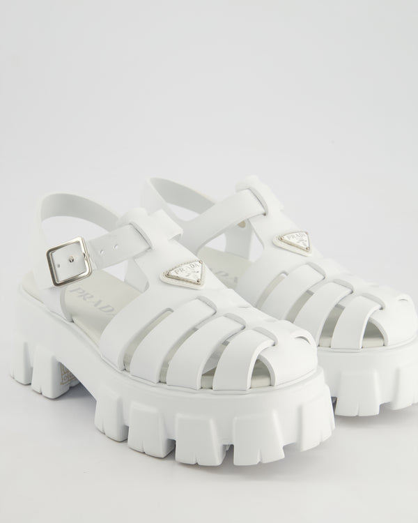 Prada White Rubber Platform Monolith Sandals Size EU 37 RRP £650