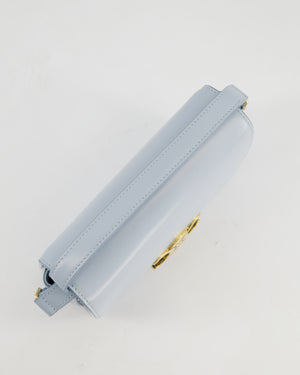Celine Blue Teen Triomphe Bag in Shiny Calfskin Leather with Gold Hardware