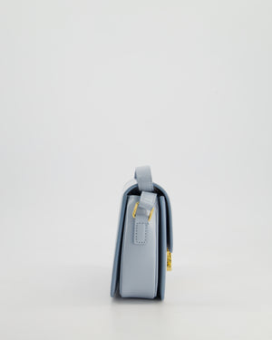 Celine Blue Teen Triomphe Bag in Shiny Calfskin Leather with Gold Hardware