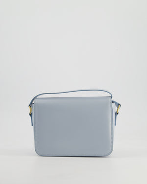 Celine Blue Teen Triomphe Bag in Shiny Calfskin Leather with Gold Hardware