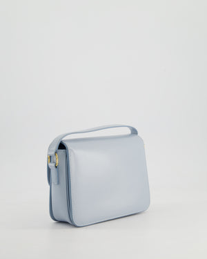 Celine Blue Teen Triomphe Bag in Shiny Calfskin Leather with Gold Hardware