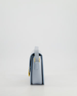 Celine Blue Teen Triomphe Bag in Shiny Calfskin Leather with Gold Hardware
